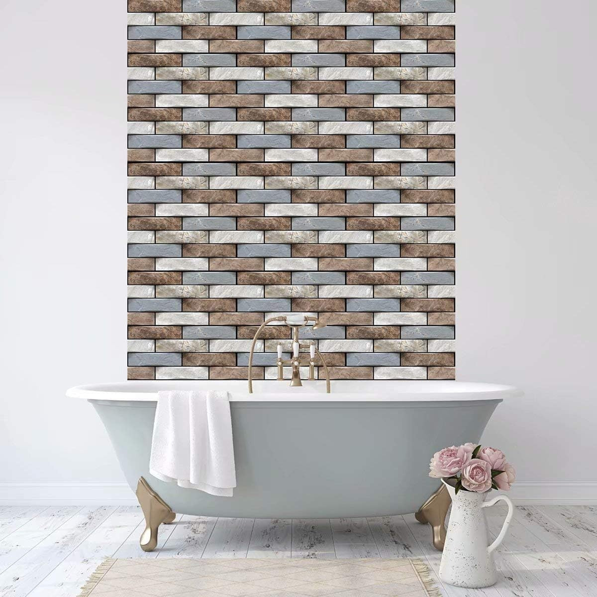 Tapet Autocolant 3D Model Marmura, Panouri Perete Autoadezive Impermeabile, Placi Decorative Tridimensionale, PVC, 30x30 cm, 10 Bucati, Gri Maro Bej