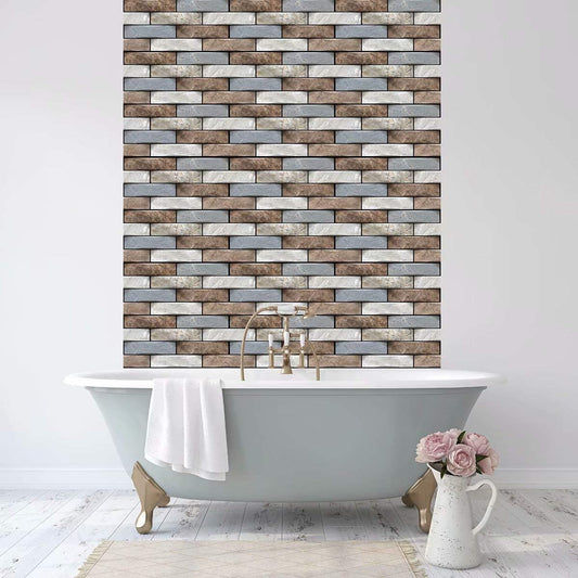 Tapet Autocolant 3D Model Marmura, Panouri Perete Autoadezive Impermeabile, Placi Decorative Tridimensionale, PVC, 30x30 cm, 10 Bucati, Gri Maro Bej