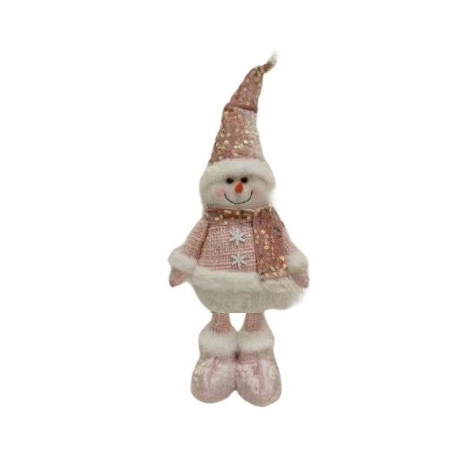 Figurina Decorativa Om De Zapada, Picioare Telescopice cu Inaltime Reglabila, Poliester si Caciula cu Paiete, Roz, 44-54 cm