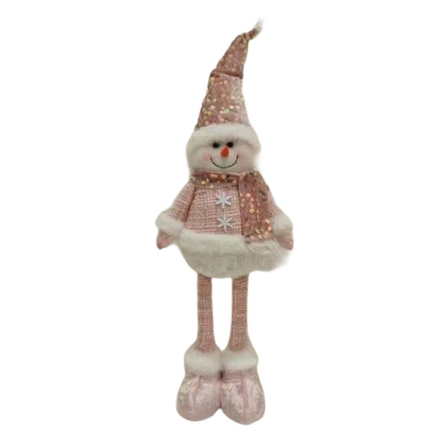 Figurina Decorativa Om De Zapada, Picioare Telescopice cu Inaltime Reglabila, Poliester si Caciula cu Paiete, Roz, 44-54 cm