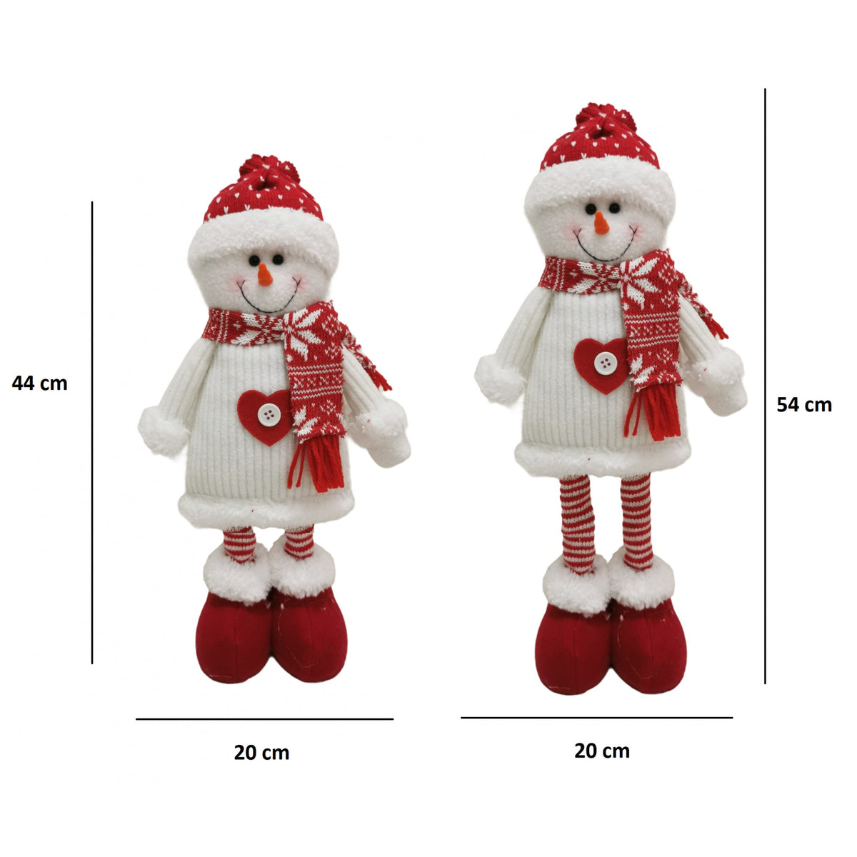 Figurina Decorativa Om de Zapada, Ornament Craciun cu Picioare Telescopice si Inaltime Reglabila, Poliester, 44-54 cm, Alb/Rosu
