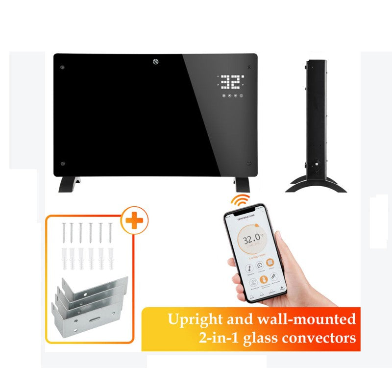 Flippry Convector Electric 2000W cu Wi-Fi, Control Telefon, Termostat Ajustabil, Panou Touch Screen, Afisaj LED, Protectie Supraincalzire, 82.3x12x45.6 cm, Negru
