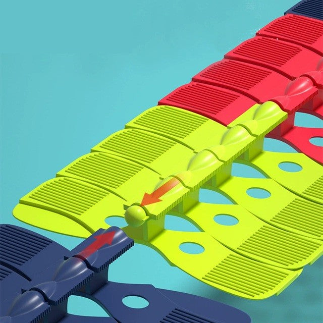 Jucarie de Constructie RollerCoaster, Traseu Interactiv cu Masinuta Electrica si Lumini, Set Educativ DIY din Plastic, 184 Piese, Multicolor, 44.5x36x7 cm
