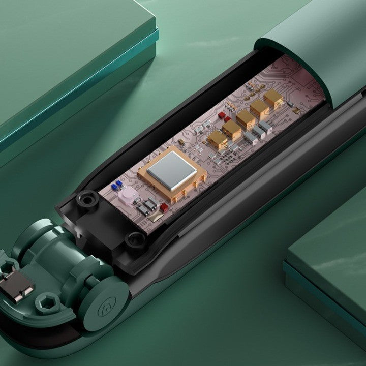 Placa de Indreptat Parul Fara Fir, Ondulator 2 in 1 cu Invelis Ceramic, 4 Trepte de Temperatura 140-200°C, Incarcare USB Tip C, Baterie 5000 mAh, 23.5x3.3 cm, Verde