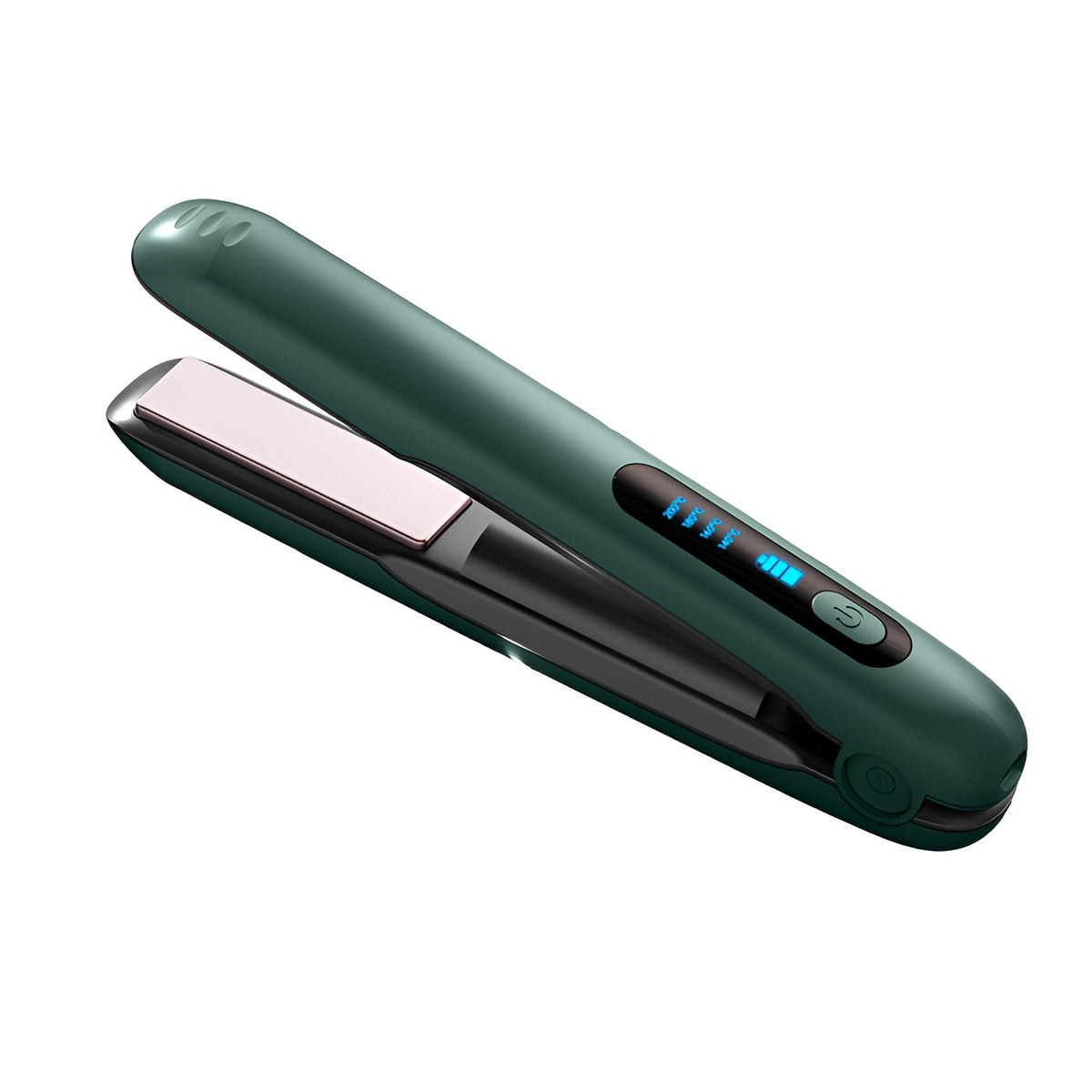 Placa de Indreptat Parul Fara Fir, Ondulator 2 in 1 cu Invelis Ceramic, 4 Trepte de Temperatura 140-200°C, Incarcare USB Tip C, Baterie 5000 mAh, 23.5x3.3 cm, Verde
