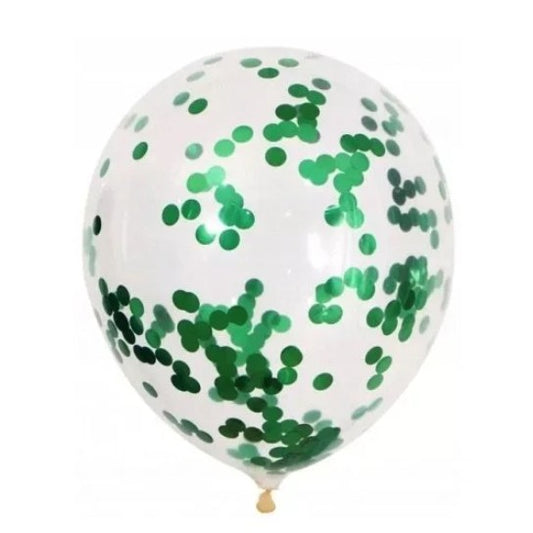 Set 10 Baloane Party Confetti, Mix Baloane Latex Turcoaz și Transparente, Potrivite pentru Aer sau Heliu, Biodegradabile, 25 cm, Turcoaz