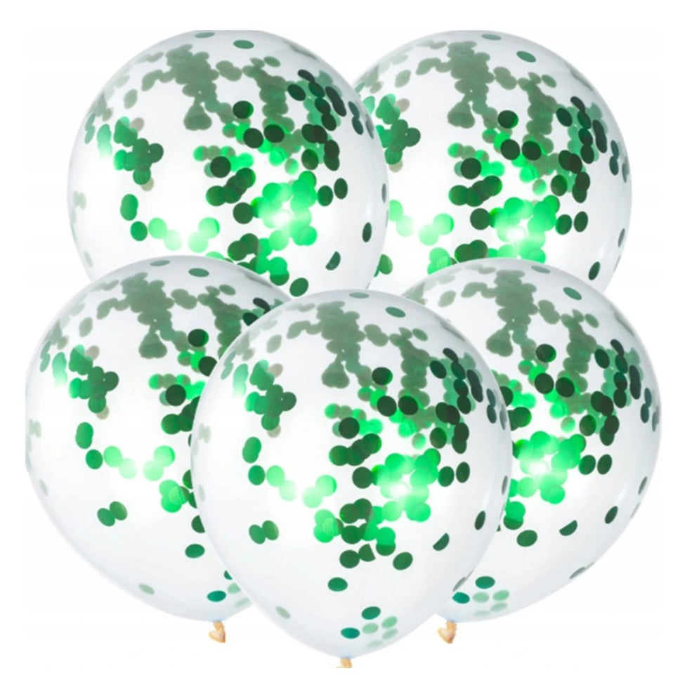 Set 10 Baloane Party Confetti, Mix Baloane Latex Turcoaz și Transparente, Potrivite pentru Aer sau Heliu, Biodegradabile, 25 cm, Turcoaz