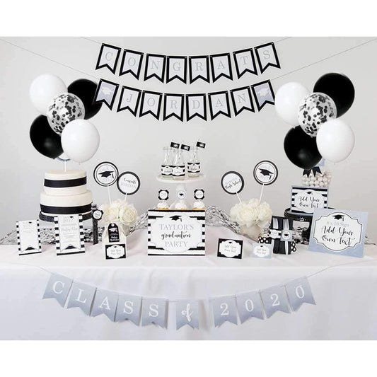 Set 10 Baloane Party din Latex, Model Mix cu Confetti, Ideale pentru Petreceri, Compatibile cu Aer sau Heliu, Biodegradabile, Negru si Transparent, 25 cm, 2.2 g