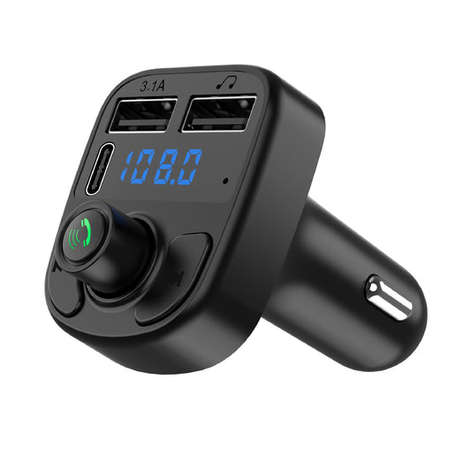 Incarcator Auto cu MP3 Player, Modulator FM Bluetooth 5.0, Handsfree, 2 Porturi USB si 1 Port Type C, Slot Card TF si USB, ABS, 12-24V, Negru