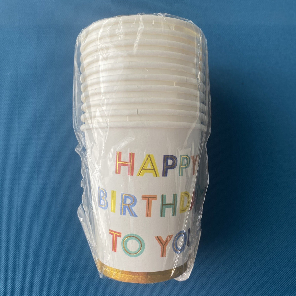 Set 10 Pahare Petrecere, Imprimeu Happy Birthday, Carton Reciclabil, Pentru Aniversari si Evenimente, 250 ml, Multicolor, 7.5 x 8.5 x 5.2 cm