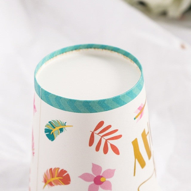 Set 10 Pahare Carton Petrecere, Imprimeu Happy Birthday Gold, Reciclabile, De Unică Folosință, Multicolor, 250 ml