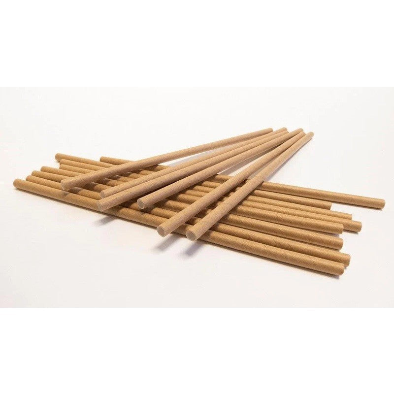 Set 100 Paie Biodegradabile, Paie Din Hartie Ecologice Pentru Bauturi, Model Uni, Kraft, 20 cm x 0.6 cm, 100 Bucati