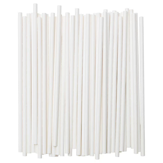 Set 100 Paie din Hartie Biodegradabila, Paie Ecologice pentru Cocktail si Suc, Model Uni, 20 cm, Alb