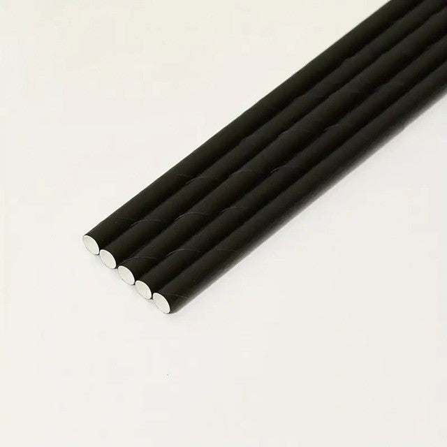 Set 100 Paie din Hartie Biodegradabila, Paie Ecologice pentru Cocktail si Sucuri, Model Uni, 20 cm, Negru