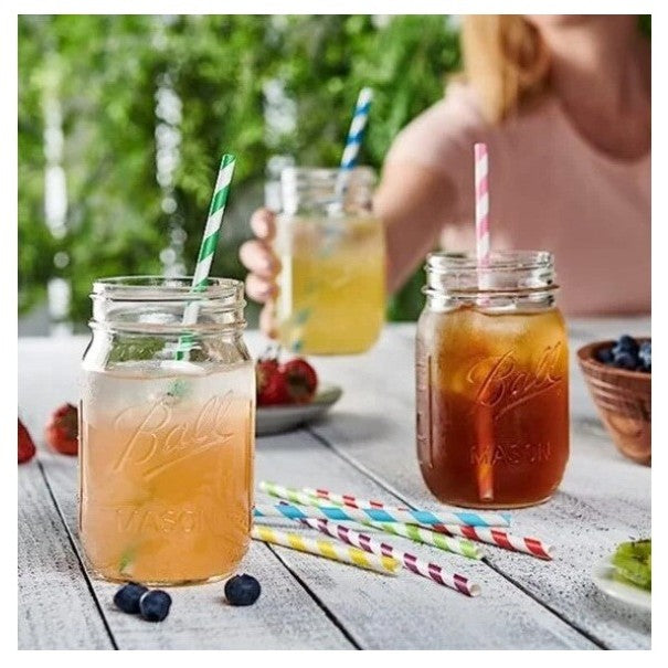 Set Paie din Hartie Biodegradabila, Model cu Dungi pentru Cocktail si Party, Ecologice, 20 cm, Multicolor, 25 Bucati