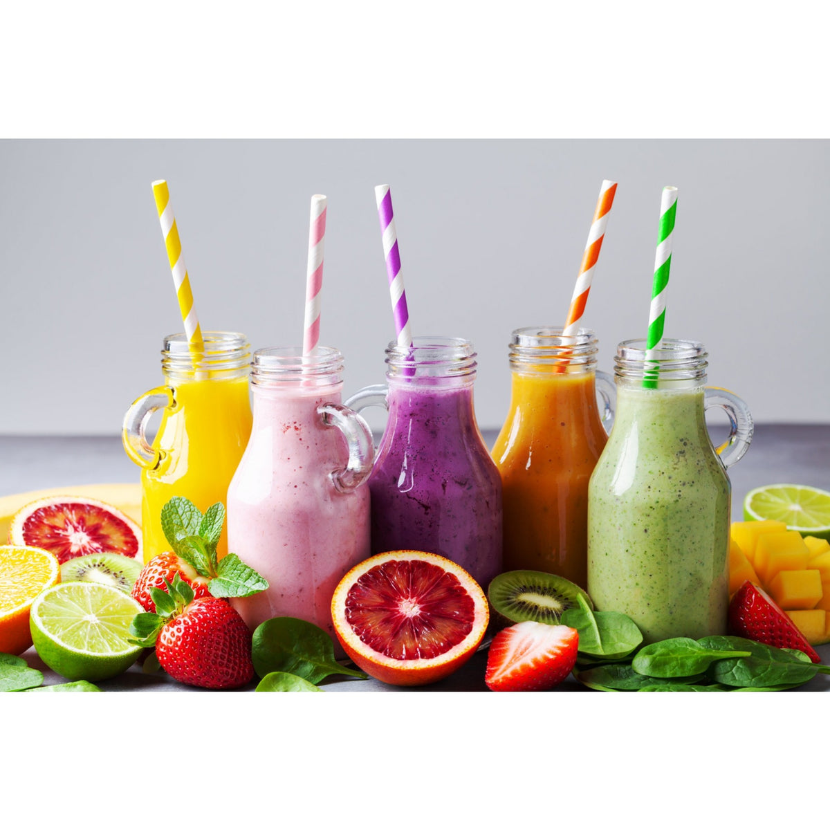 Set Paie din Hartie Biodegradabila, Model cu Dungi pentru Cocktail si Party, Ecologice, 20 cm, Multicolor, 25 Bucati