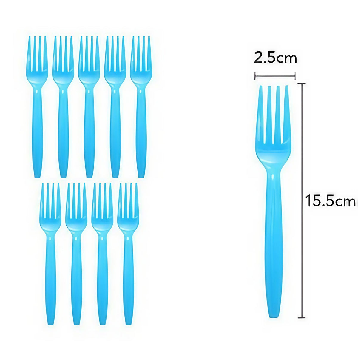 Set Furculite Unica Folosinta, Tacamuri Plastic pentru Petreceri si Picnic, Rezistente, 15.5 x 2.5 cm, Albastru, 10 Bucati