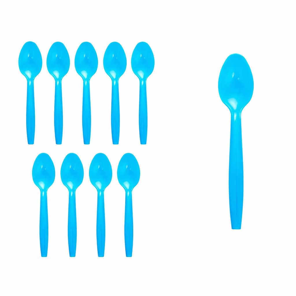Set 10 Linguri de Unica Folosinta, Plastic Rezistent pentru Party si Picnic, 15x3.3 cm, Albastru