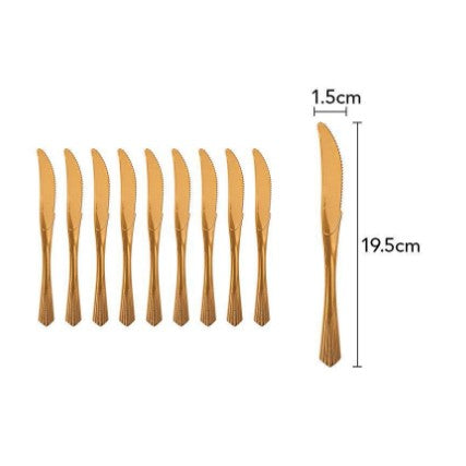 Floppy Set 10 Cutite de Unica Folosinta pentru Catering si Petreceri, Plastic Rezistent si Nontoxic, 17 x 1.6 cm, Bronz