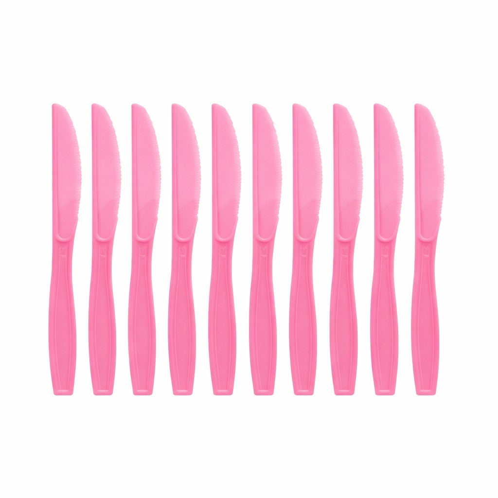 Set Cutite Unica Folosinta pentru Petreceri si Catering, Design Ergonomic, Plastic Rezistent, 17 x 1.6 cm, Roz, 10 Bucati