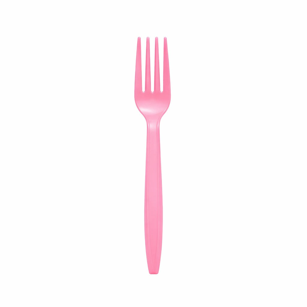 Set Furculite de Unica Folosinta, Plastic Rezistent pentru Desert si Catering, Design Ergonomic, 15.5 x 2.5 cm, Roz, 10 Bucati