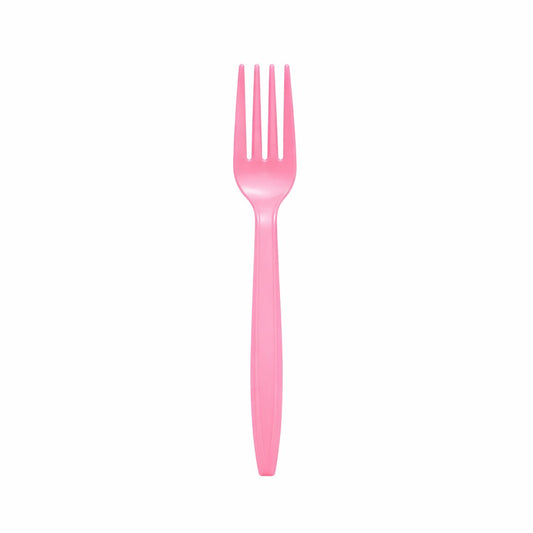 Set Furculite de Unica Folosinta, Plastic Rezistent pentru Desert si Catering, Design Ergonomic, 15.5 x 2.5 cm, Roz, 10 Bucati