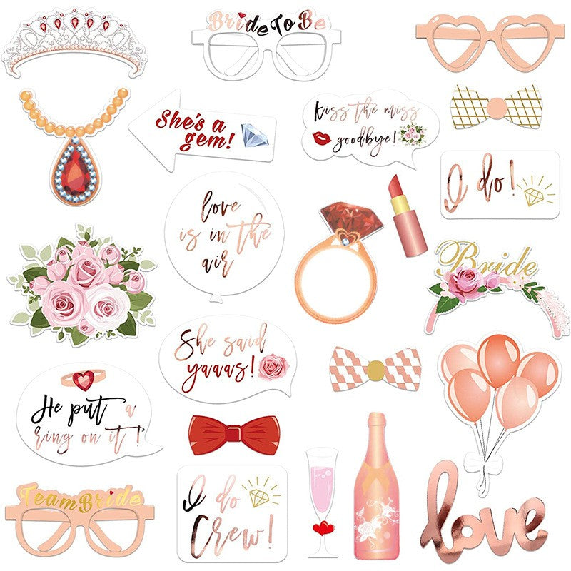 Set 23 Accesorii Foto Props, Decoratiuni Petrecerea Burlacitelor si Photo Booth, Tematica Funky, Carton si Lemn, Roz