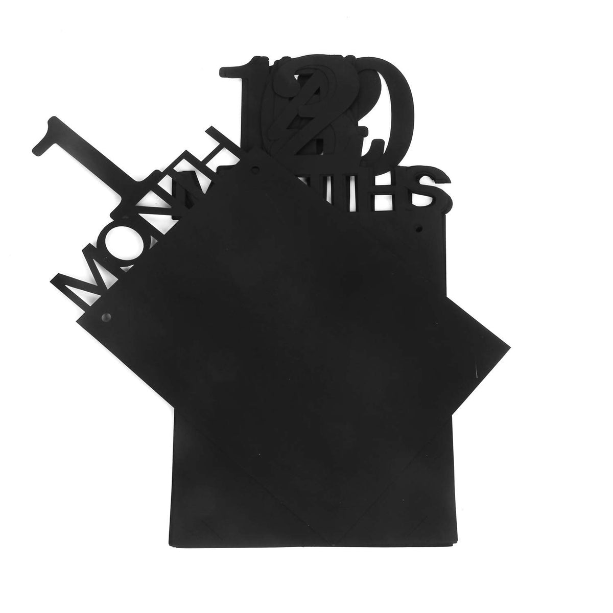 Banner Foto Prima Aniversare, Decoratiune Primele 12 Luni, Carton Rezistent cu Rola Ata Inclusa, 15.2x10.2 cm, Negru