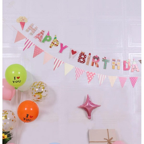 Banner Happy Birthday, Decoratiune Petrecere Tematica Jungle Verde, Material Rezistent, Include Rola de Ata, 100x200 cm, Multicolor