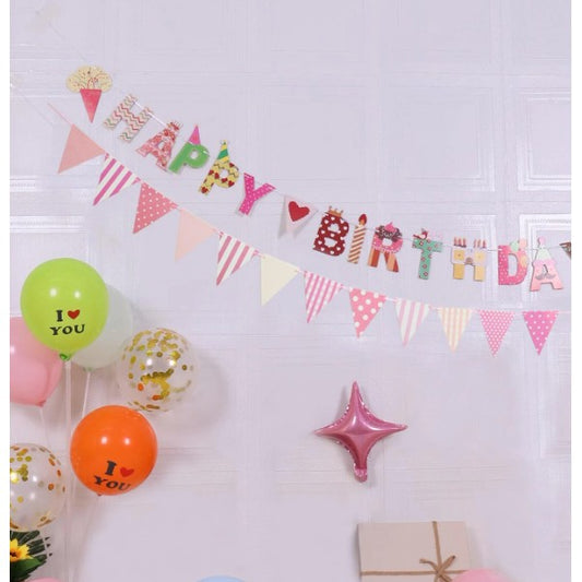 Banner Happy Birthday, Decoratiune Petrecere Tematica Jungle Verde, Material Rezistent, Include Rola de Ata, 100x200 cm, Multicolor