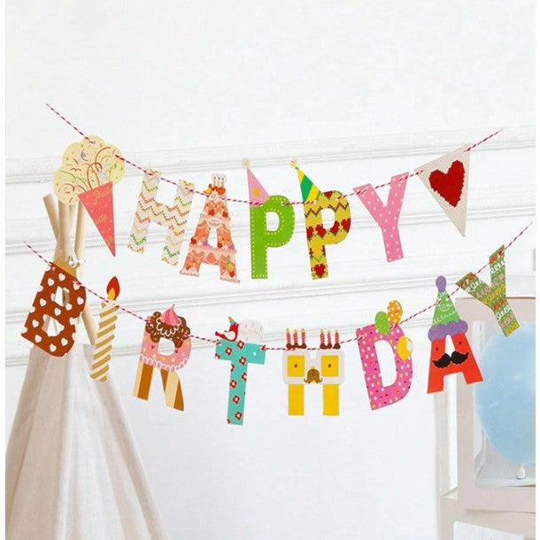 Banner Happy Birthday, Decoratiune Petrecere Tematica Jungle Verde, Material Rezistent, Include Rola de Ata, 100x200 cm, Multicolor