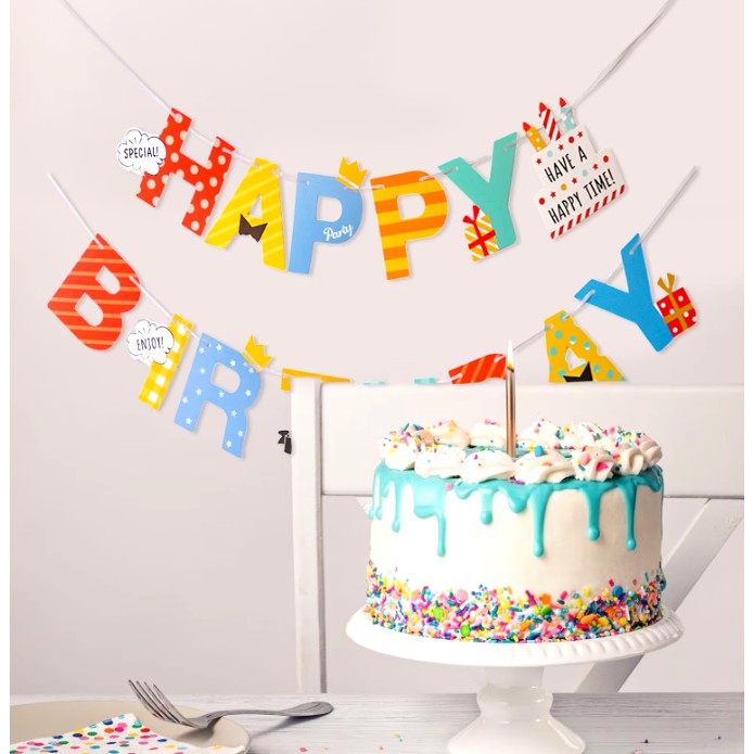 Banner Happy Birthday Tematica Jungle, Decor Aniversare Animale Sălbatice, Material Rezistent, Include Rolă de Ață, Multicolor, 100x200 cm