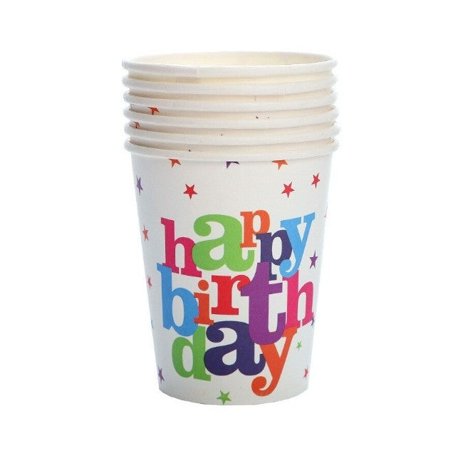 Set 6 Pahare Carton Happy Birthday, Pahare Petrecere Aniversara si Baby Shower, Imprimeu Animale, De Unica Folosinta, 7.5 x 7.8 cm, Multicolor