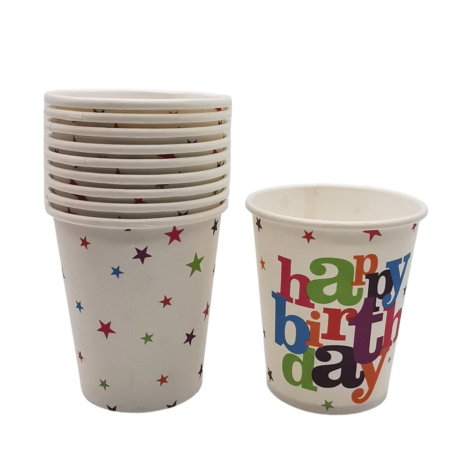 Set 6 Pahare Carton Happy Birthday, Pahare Petrecere Aniversara si Baby Shower, Imprimeu Animale, De Unica Folosinta, 7.5 x 7.8 cm, Multicolor