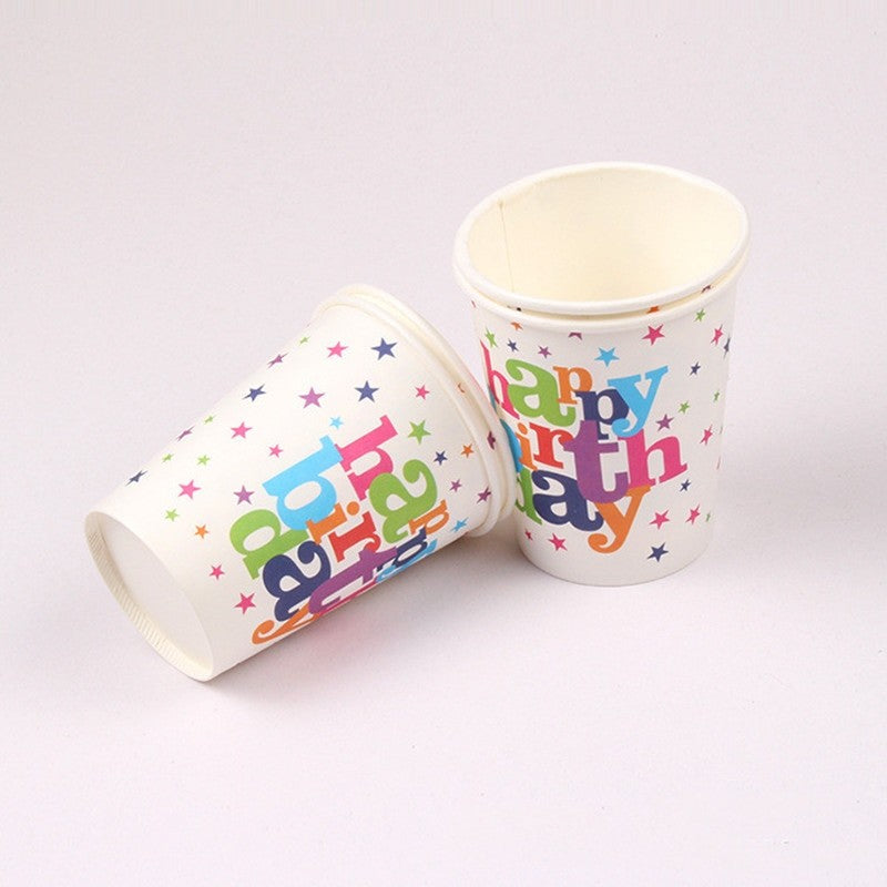 Set 6 Pahare Carton Happy Birthday, Pahare Petrecere Aniversara si Baby Shower, Imprimeu Animale, De Unica Folosinta, 7.5 x 7.8 cm, Multicolor