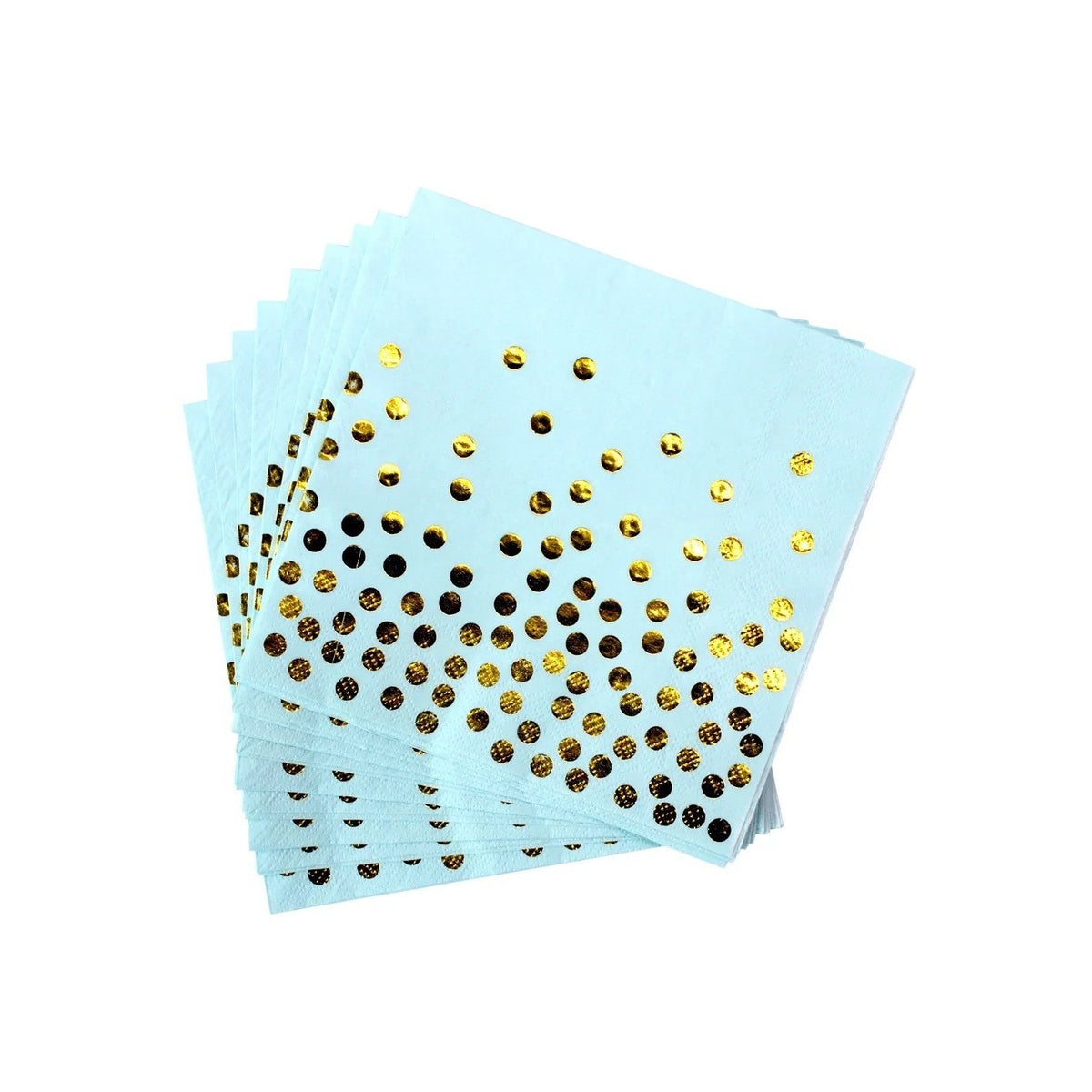 Set 20 Șervețele de Masă pentru Petrecere, Design cu Buline Aurii, Hârtie Absorbantă, 17 x 17 cm, Albastru