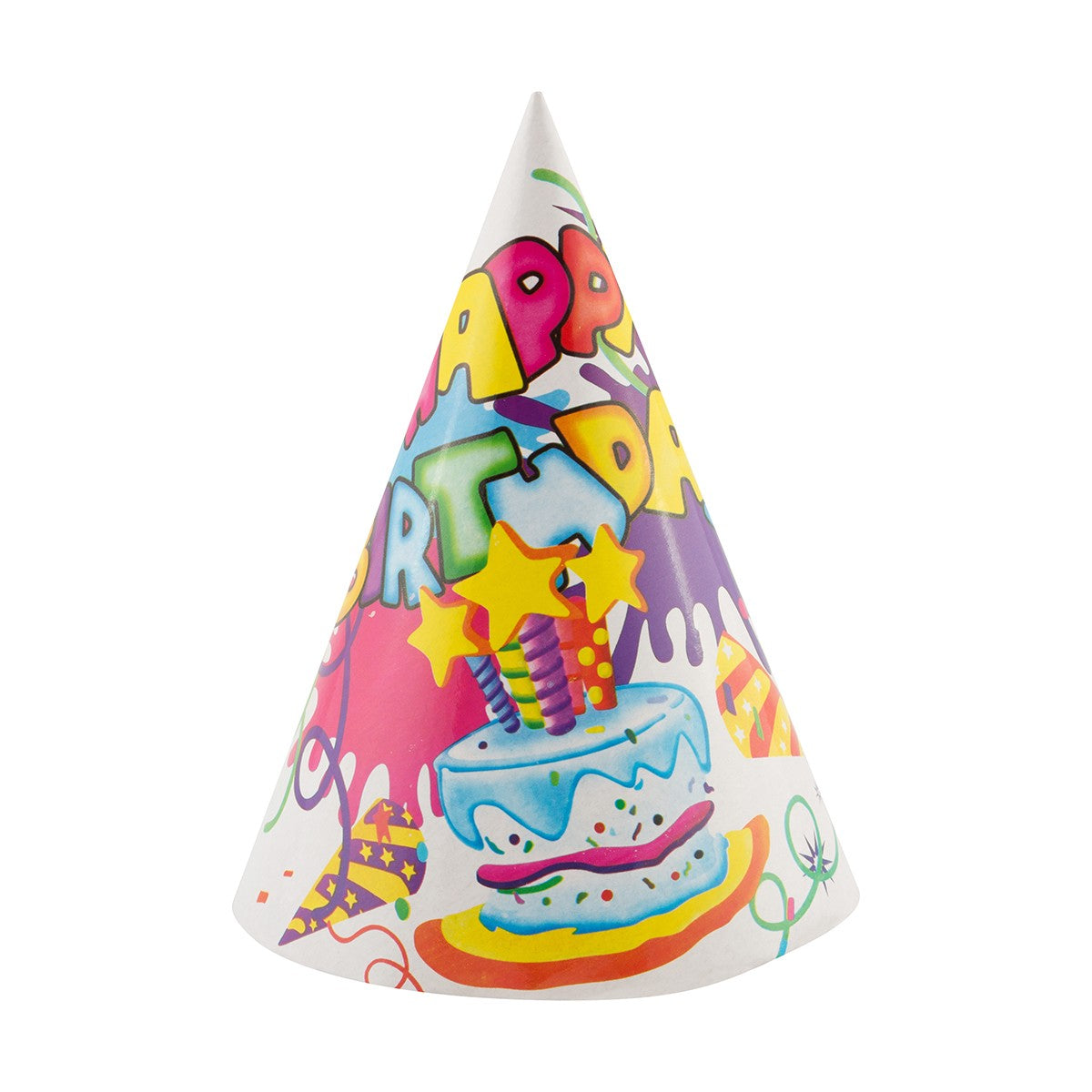 Set 6 Coifuri Petrecere Copii, Pălării Aniversare Happy Birthday, Carton Ușor, Multicolor, 20 x 13.5 cm