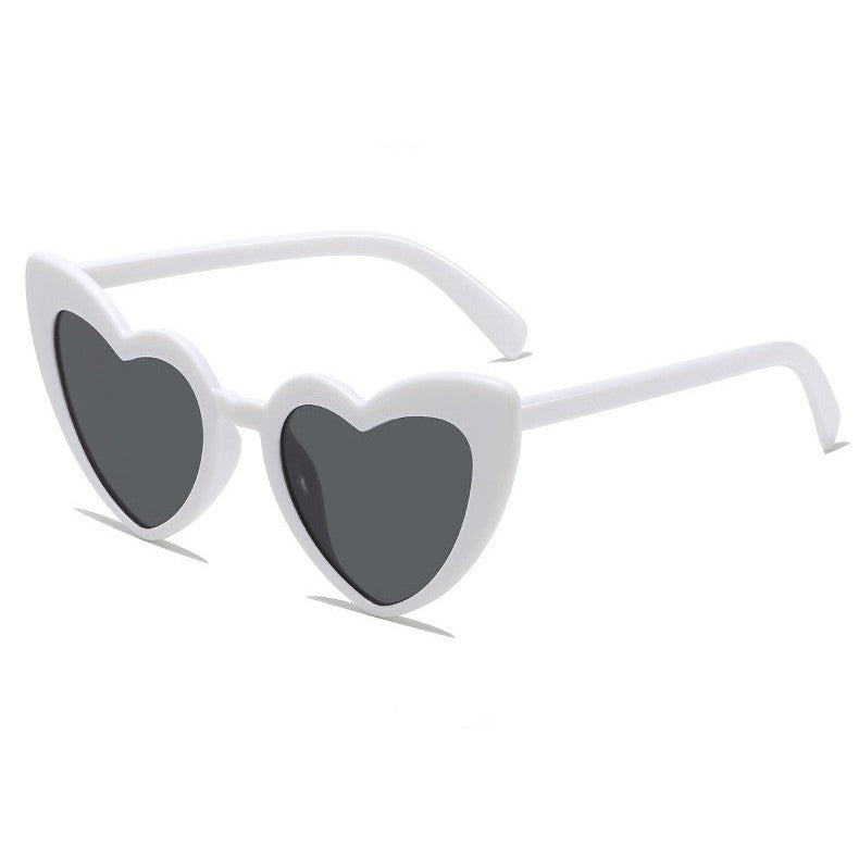 Ochelari de Soare in Forma de Inima, Accesorii Petrecerea Burlacitelor si Nunta, Protectie UV, Rama Plastic, 14.7x4.9x14.2 cm, Alb