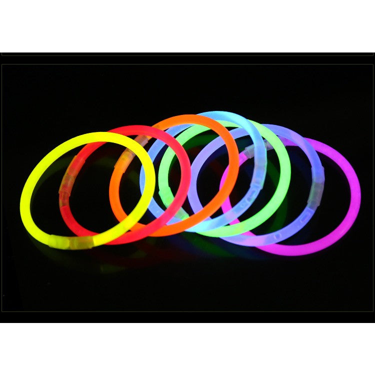 Set 100 Brățări Luminoase Fosforescente, Glow Sticks pentru Petreceri și Festivaluri, Conectori Incluși, Multicolor, 20 cm x 5 mm, 100 Bucăți