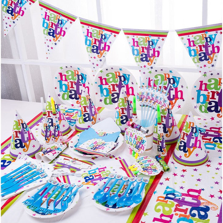Set 10 Servetele Happy Birthday, Accesorii Masa Petrecere Aniversara, Hartie Absorbanta Premium, 33x33 cm, Multicolor