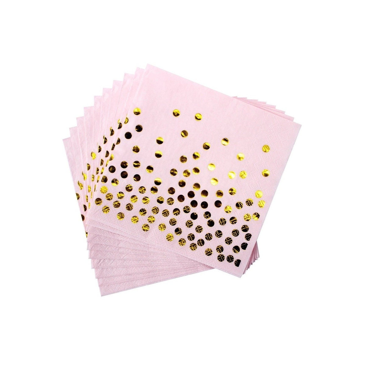 Șervețele de Masă cu Buline Aurii, Set 20 Bucăți, Hârtie Absorbantă Premium, pentru Petreceri și Evenimente, 17 x 17 cm, Roz