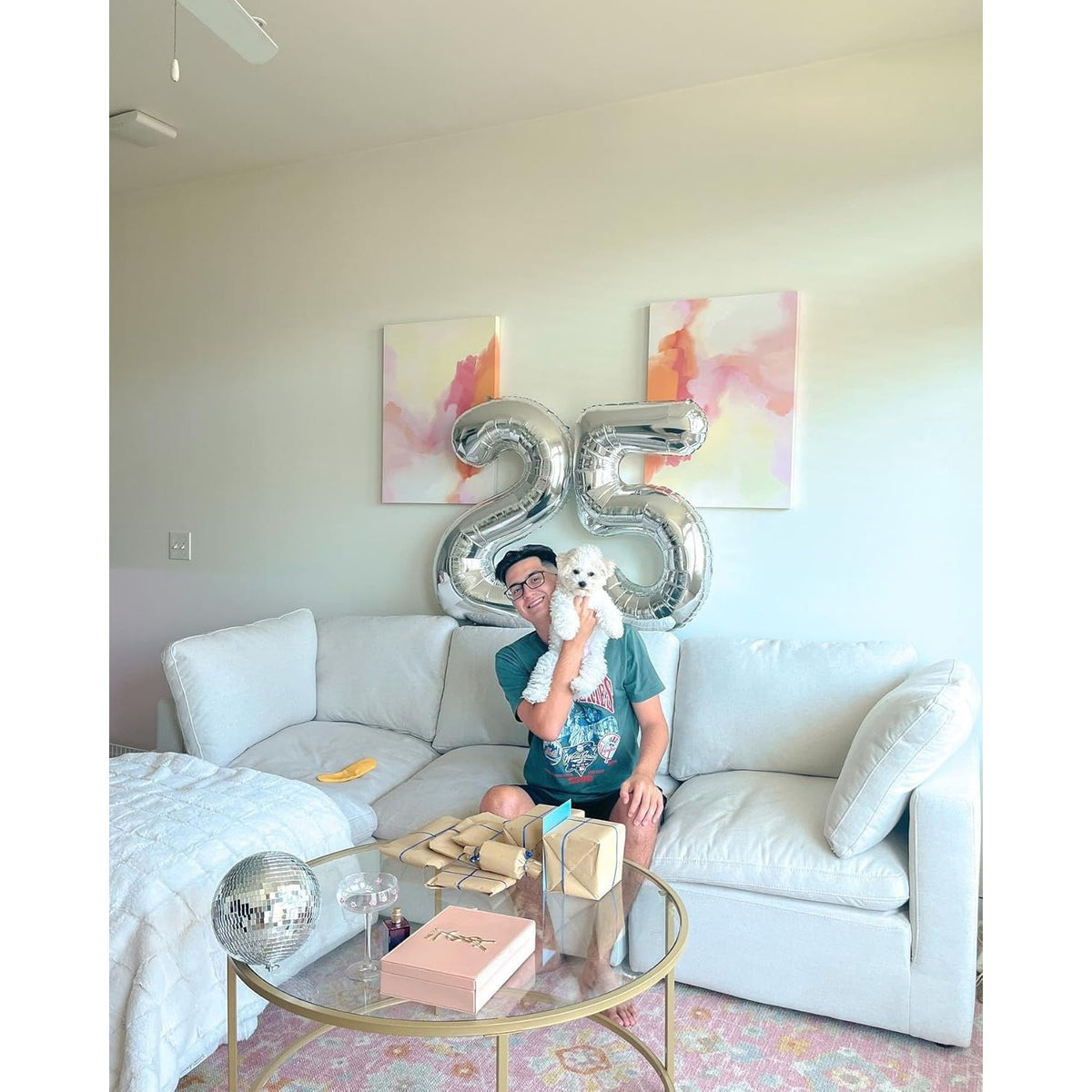 Balon Aniversar Cifra 5, Figurina din Folie de Aluminiu, Umflare cu Aer sau Heliu, Pai Inclus, Argintiu, 80 cm
