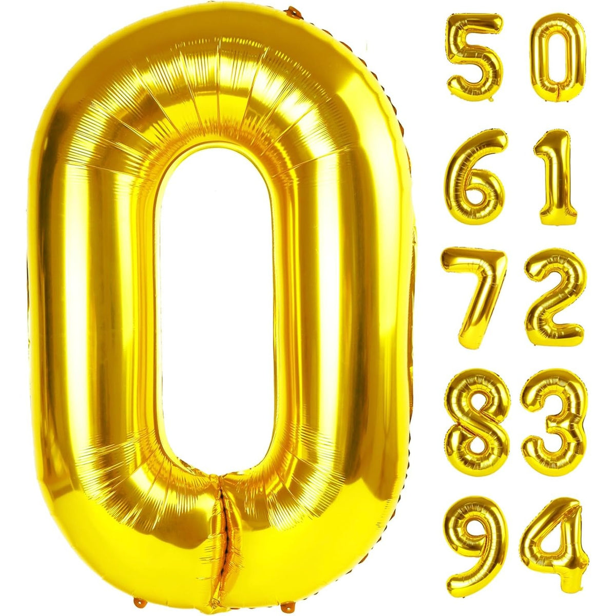 Balon Figurina Cifra 0, Balon Aniversar din Folie Metalizata, Umflare Aer sau Heliu, Inclus Pai Umflare, 80 cm, Auriu