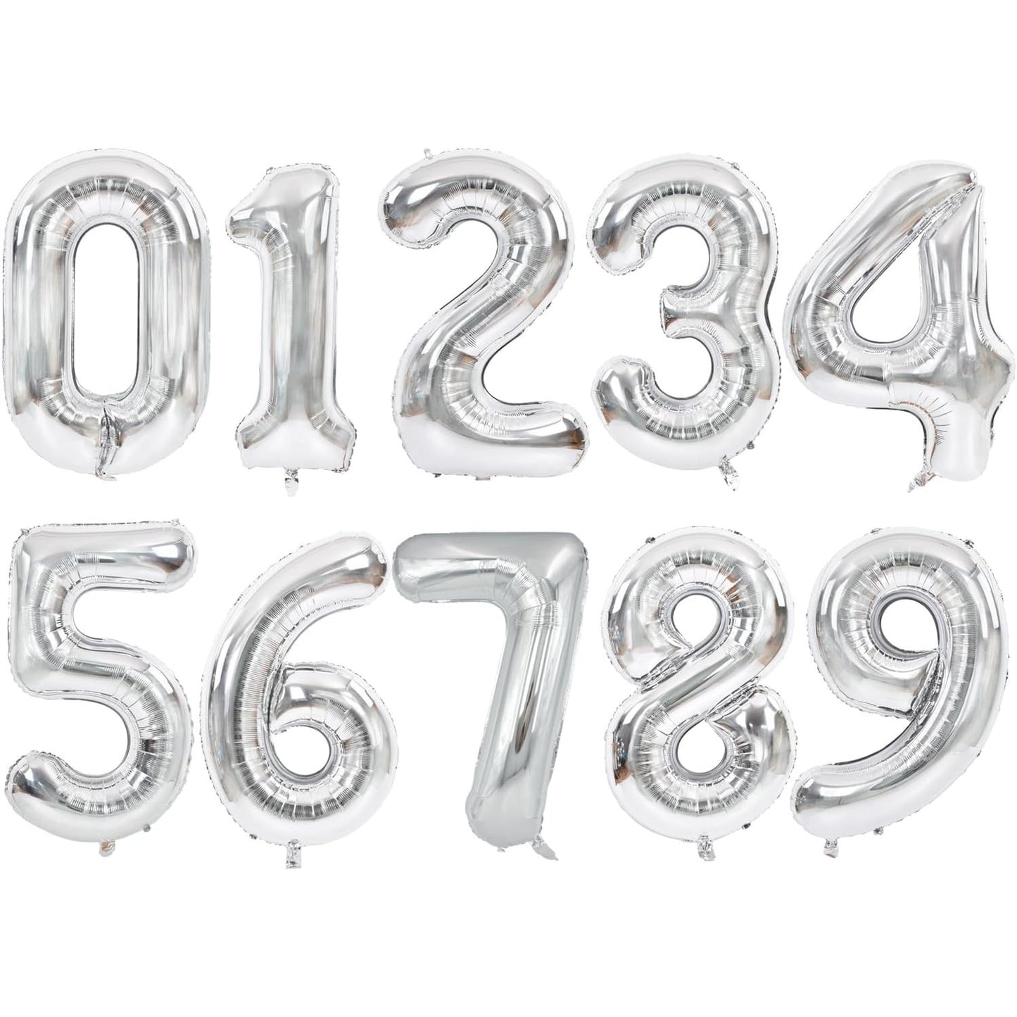 Balon Aniversar Cifra 1, Figurina Din Folie Metalizata, Umflare Aer Sau Heliu, Include Pai, Inaltime 80 cm, Argintiu