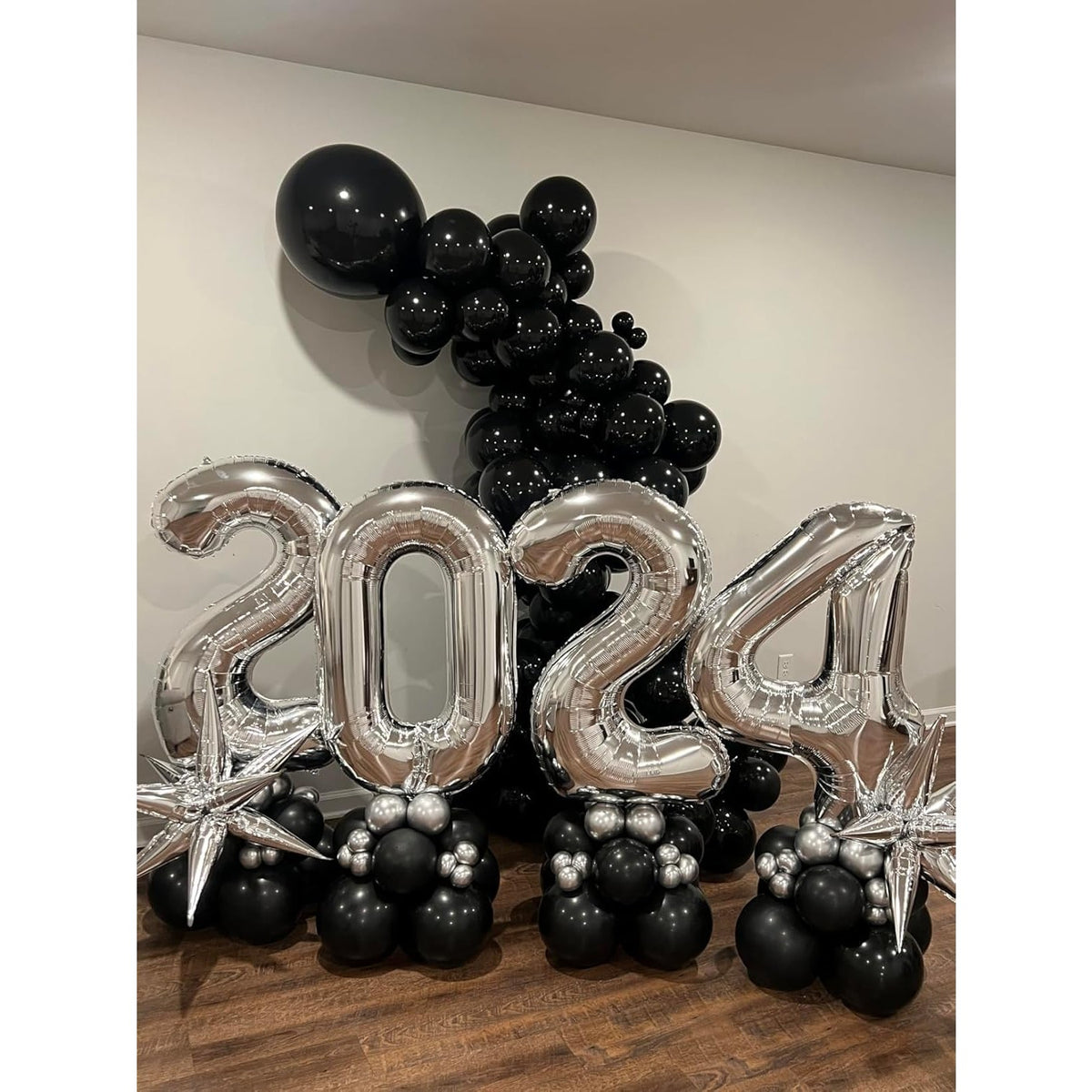 Balon Aniversar Cifra 4, Figurina din Folie Metalizata, Umflare Aer sau Heliu, Argintiu, 80 cm