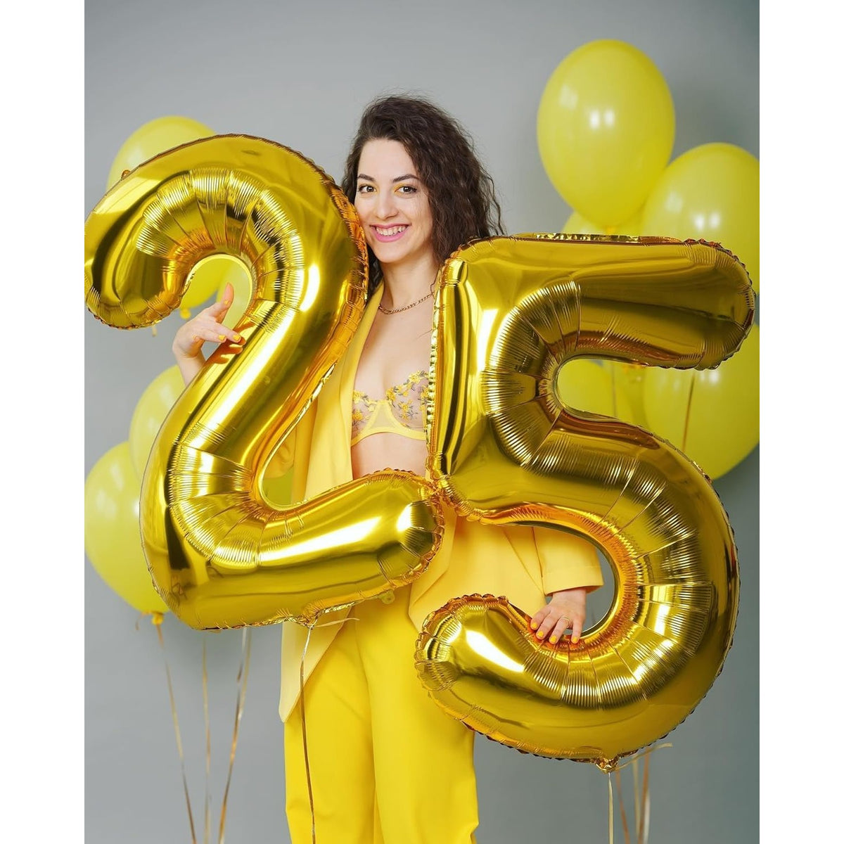 Balon Aniversar Cifra 5, Figurina din Folie Metalizata, Umflare Aer sau Heliu, Include Pai, 80 cm, Auriu