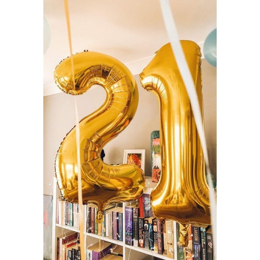 Balon din Folie Metalizata Cifra 1, Figurina Aniversara pentru Petrecere, Umflare Aer sau Heliu, include Pai, 80 cm, Auriu