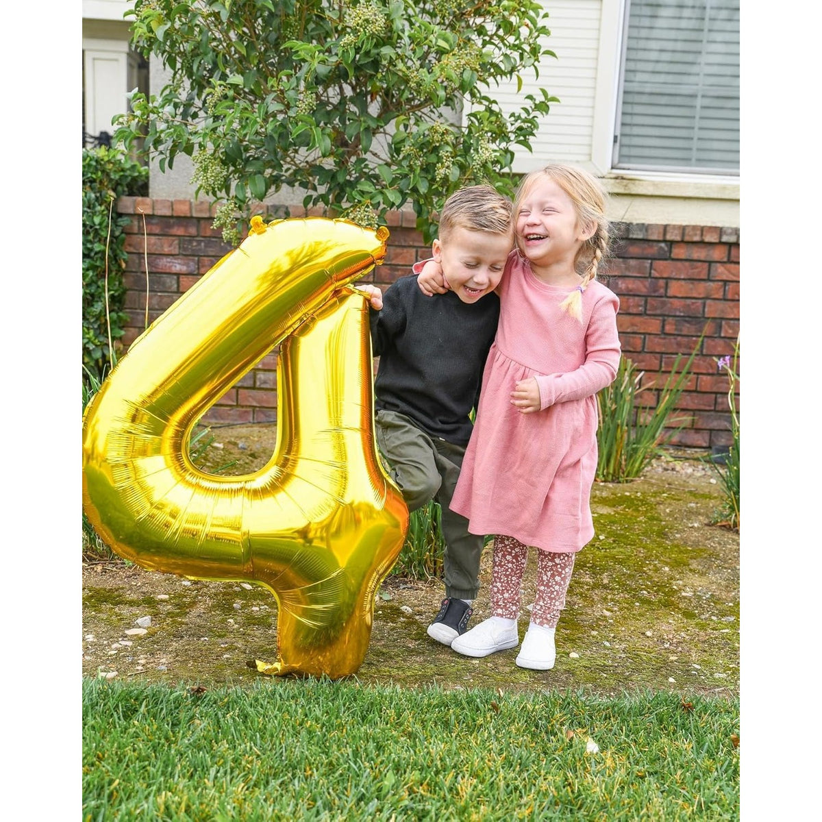 Balon Aniversar Cifra 4, Figurina din Folie Metalizata, Umflare cu Aer sau Heliu, Inclus Pai pentru Umflare, 80 cm, Auriu
