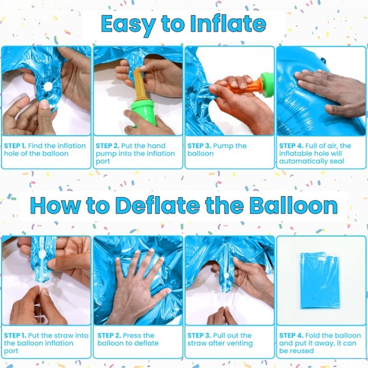 Balon Aniversar Figurina Cifra 4, Folie Metalizata, Umflare Aer sau Heliu, Include Pai, 80 cm, Albastru