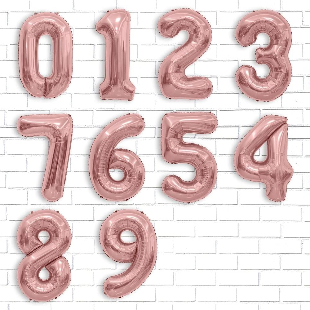 Balon Aniversar Cifra 5, Figurina din Folie de Aluminiu Metalizata, Umflare Aer sau Heliu, Include Pai, 80 cm, Rose Gold